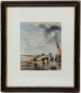 Scottish School 19th Century Watercolour - Catching Crabs