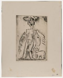 Willem Retera (1890-1955) - Mid 20th Century Etching, Man with Dog
