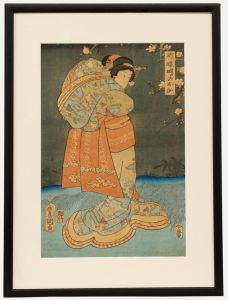 Utagawa Kunisada I - Mid 19th Century Japanese Woodblock, Kabuki Onnagata