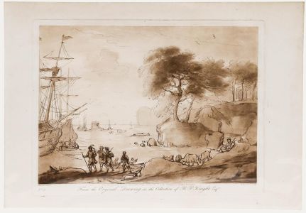 Richard Earlom after Claude Lorrain - 1802 Etching, The Landing of Aeneas