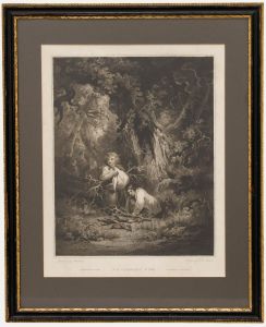 R. M. Meadows after G. Morland - 1795 Stipple Engraving, Gathering Wood