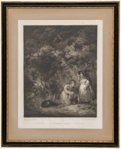 R. M. Meadows after G. Morland - 1795 Stipple Engraving, Gathering Fruit