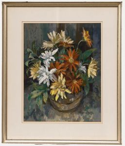 Moira Huntly - Framed 20th Century Pastel, Autumn Flowers