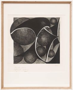 William Brui - Framed 1966 Engraving, Boules dans différents espaces