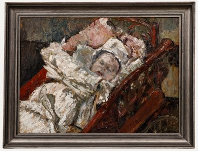 W. Schwarz - Framed 20th Century Oil, Sleeping Baby