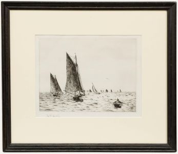 William Lionel Wyllie (1851–1931) - Etching, Fishing Boats on Hamilton Bank