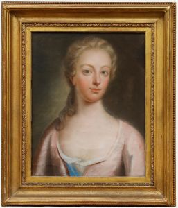 Framed 18th Century Pastel - Lady in Pink