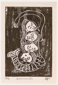 Lorella Bianco - 2025 Linoprint, Mermaids
