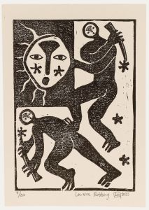 Lorella Bianco - 2025 Linoprint, Louvre Robbery III