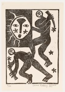 Lorella Bianco - 2025 Linoprint, Louvre Robbery I