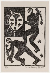 Lorella Bianco - 2025 Linoprint, Louvre Robbery II