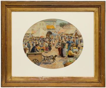 Walter Gooch Schroder - 1928 Watercolour, Market Day