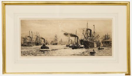 William Lionel Wyllie - Early 20th Century Etching, The Clyde at Govan