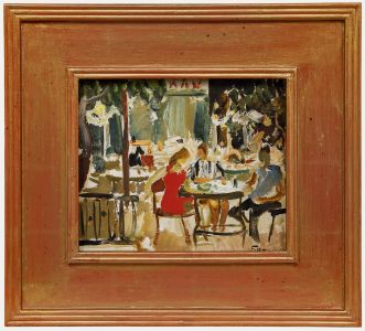 Yakov Tarasovich Besperstov - 1972 Oil, Café Scene