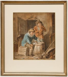 Manner of Adriaen van Ostade - 19th Century Watercolour, Drinkers in a Tavern