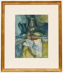 A. Schultz - Framed Mid 20th Century Watercolour, Pitcher & Produce