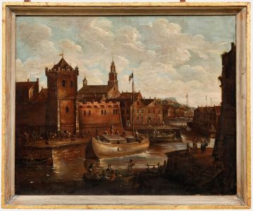Dutch School - Framed 18th Century Oil, Capriccio Townscape