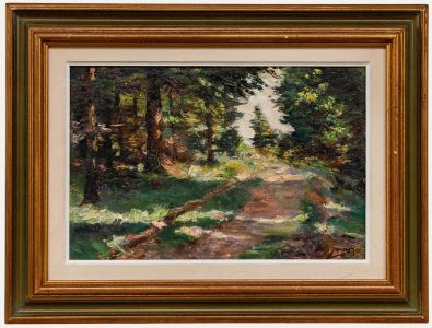 Léon Jamin - Framed Early 20th Century Oil, Forest Path