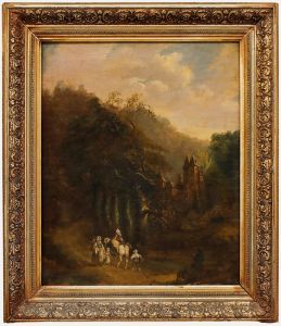 For Restoration 19th Century Oil - Road to the Castle