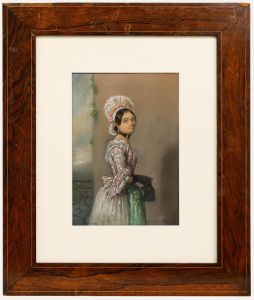 1896 Pastel - Portrait of a Lady Holding a Mask
