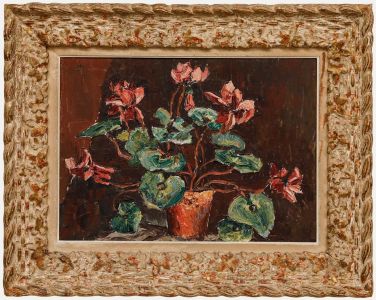Framed Mid 20th Century Oil - Cyclamen in a Terracotta Pot