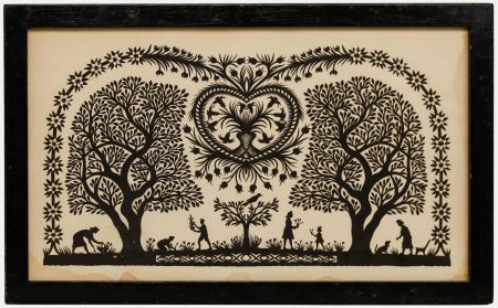 Attrib. Christian Schwizgebel - Folk Art 20th Century Paper Cut, Flower Picking