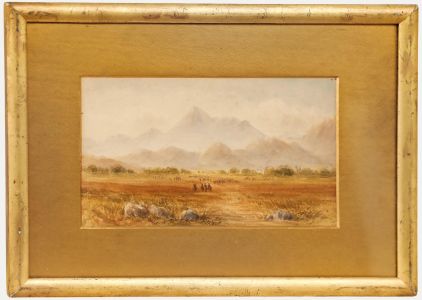 Framed 19th Century Watercolour - Military Practice