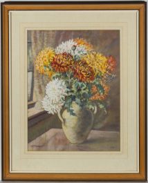 Henry E. Foster (1921-2010) - 1972 Mixed Media, Flowers by a Window