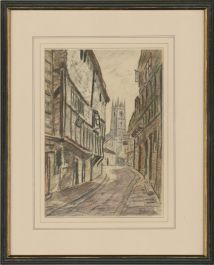 Henry E. Foster (1921-2010) - 1960 Charcoal Drawing, Fish Street, Shrewsbury