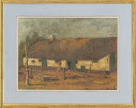 Framed 1948 Oil - Belgian Farmhouse