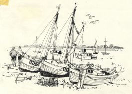 Paul Sharp - 1963 Pen and Ink Drawing, The Mouth of the Deben