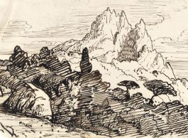 Mid 19th Century Pen and Ink Drawing - Landscape