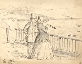 After John Leech - 1850 Pen and Ink Drawing, Original Cartoon Illustration