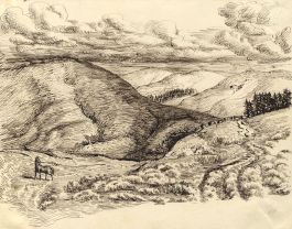 Double-sided Mid 19th Century Pen and Ink Drawing - Landscape