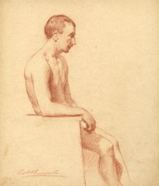 Francis Edward Colthurst - Early 20th Century Sanguine, Nude Male Study