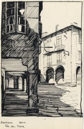 Gladys Dawson - Early 20th Century Pen and Ink Drawing, Santiago, Spain