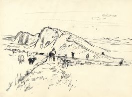 Paul Sharp - Mid 20th Century Pen and Ink Drawing, Country Walk