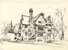 Paul Sharp - Mid 20th Century Pen and Ink Drawing, Manor House
