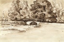 Early 20th Century Pen and Ink Drawing - Landscape with Bridge