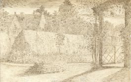 Fine Late 19th Century Pen and Ink Drawing - Garden