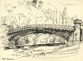 Paul Sharp - Mid 20th Century Pen and Ink Drawing, Craigellachie Bridge