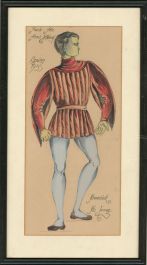 Framed 1955 Watercolour - Much Ado About Nothing Costume Design I