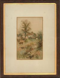 H.C.L. - 1896 Watercolour, Rural Scene with Horse