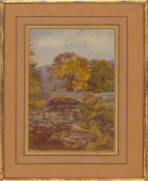 O.W. Staples - Early 20th Century Watercolour, Tal-y-Bont Bridge