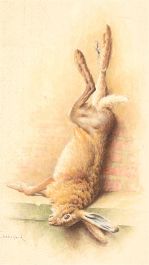Chabellard - Signed & Framed Early 20th Century Watercolour, Hung Rabbit
