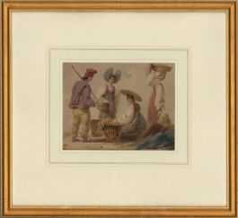 Early 20th Century Watercolour - Traditional Street Vendors