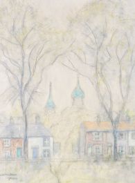 1976 Oil - Blue Towers Overlooking Twickenham Green