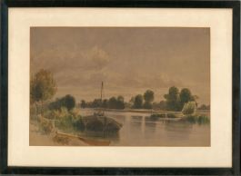 Late 19th Century Watercolour - River Boat Ride