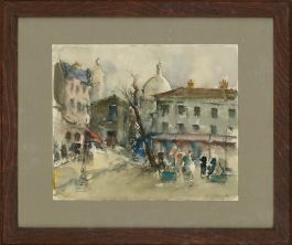 Guillaume - Signed & Framed Contemporary Watercolour, Winter Streets