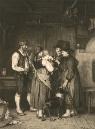 Franz Defregger (1835-1921) - 1875 Engraving, The Visit